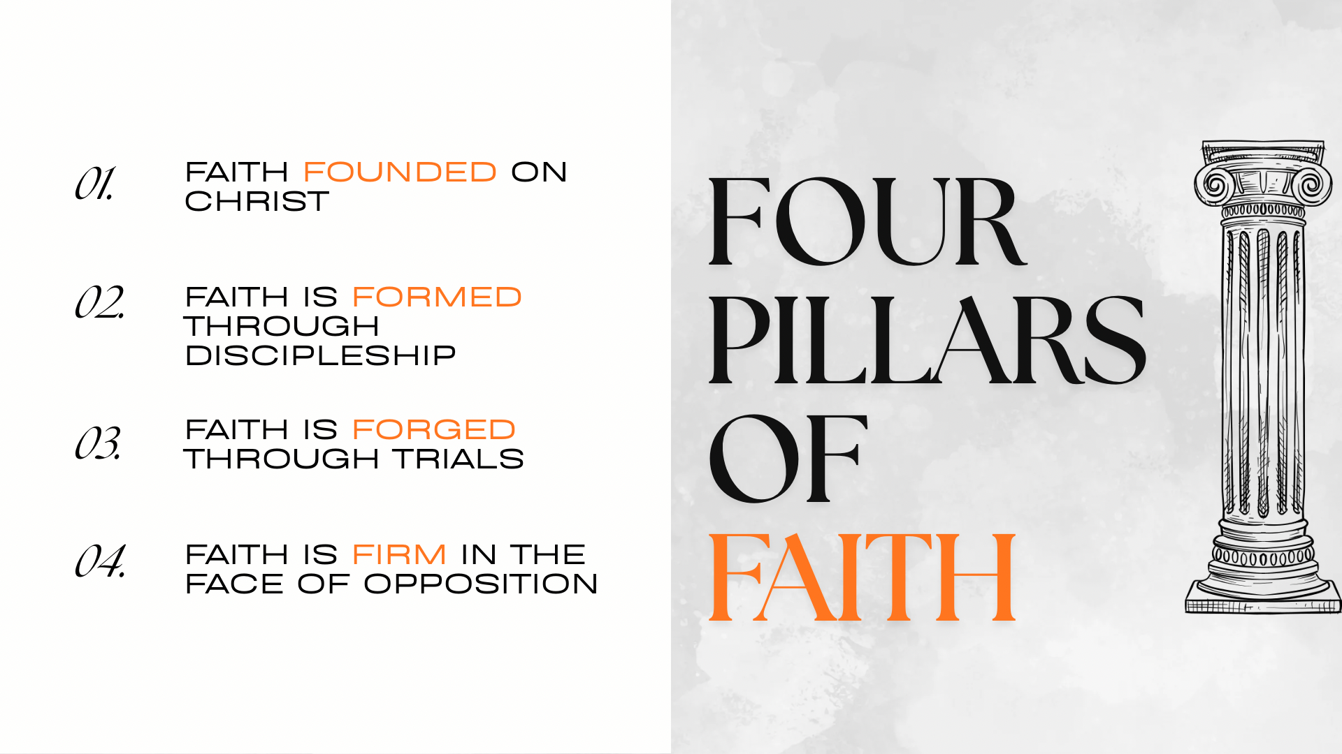 Four Pillars of Faith overview slide